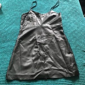 Black leather mini dress